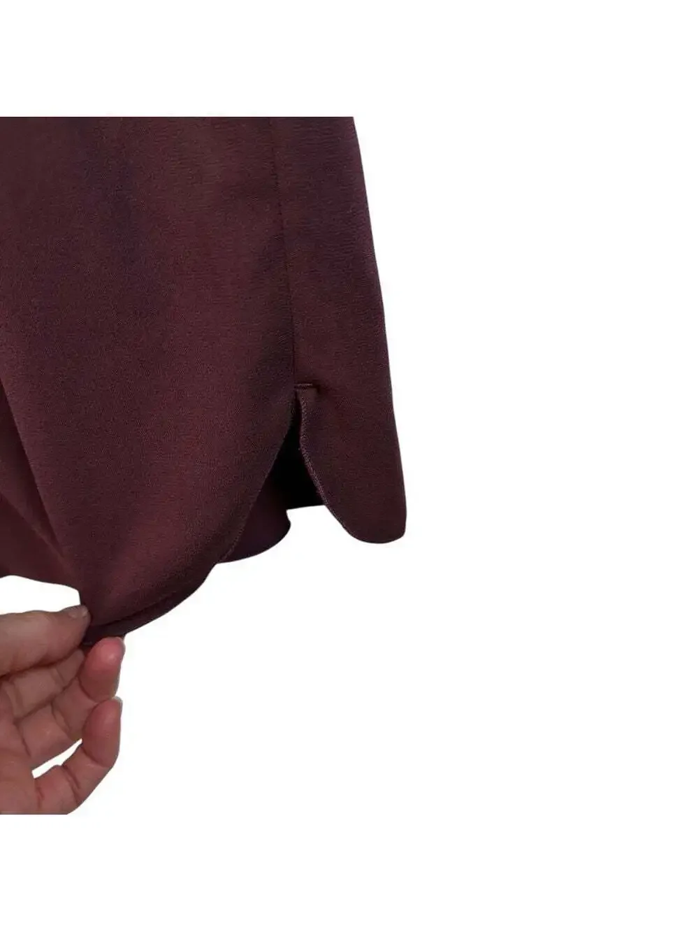 Aritzia Monge Dress Burgundy Sleeveless V Neck Silk Trim Midi Cocktail Party Med